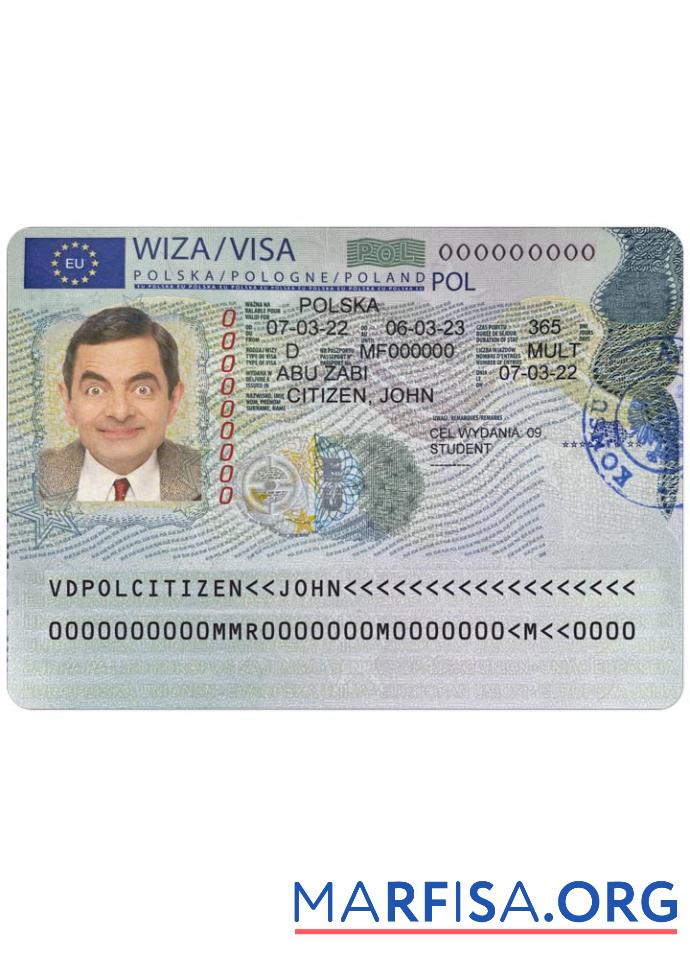 Downloadable Poland visa sample